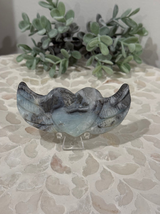 Caribbean Calcite Heart with Wings