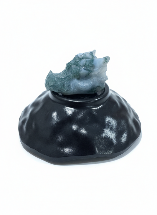 Moss Agate Dragon Head - Small