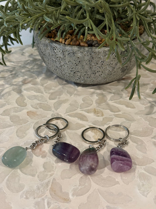 Fluorite Key Chain/Key Ring - Crystal Fluorite
