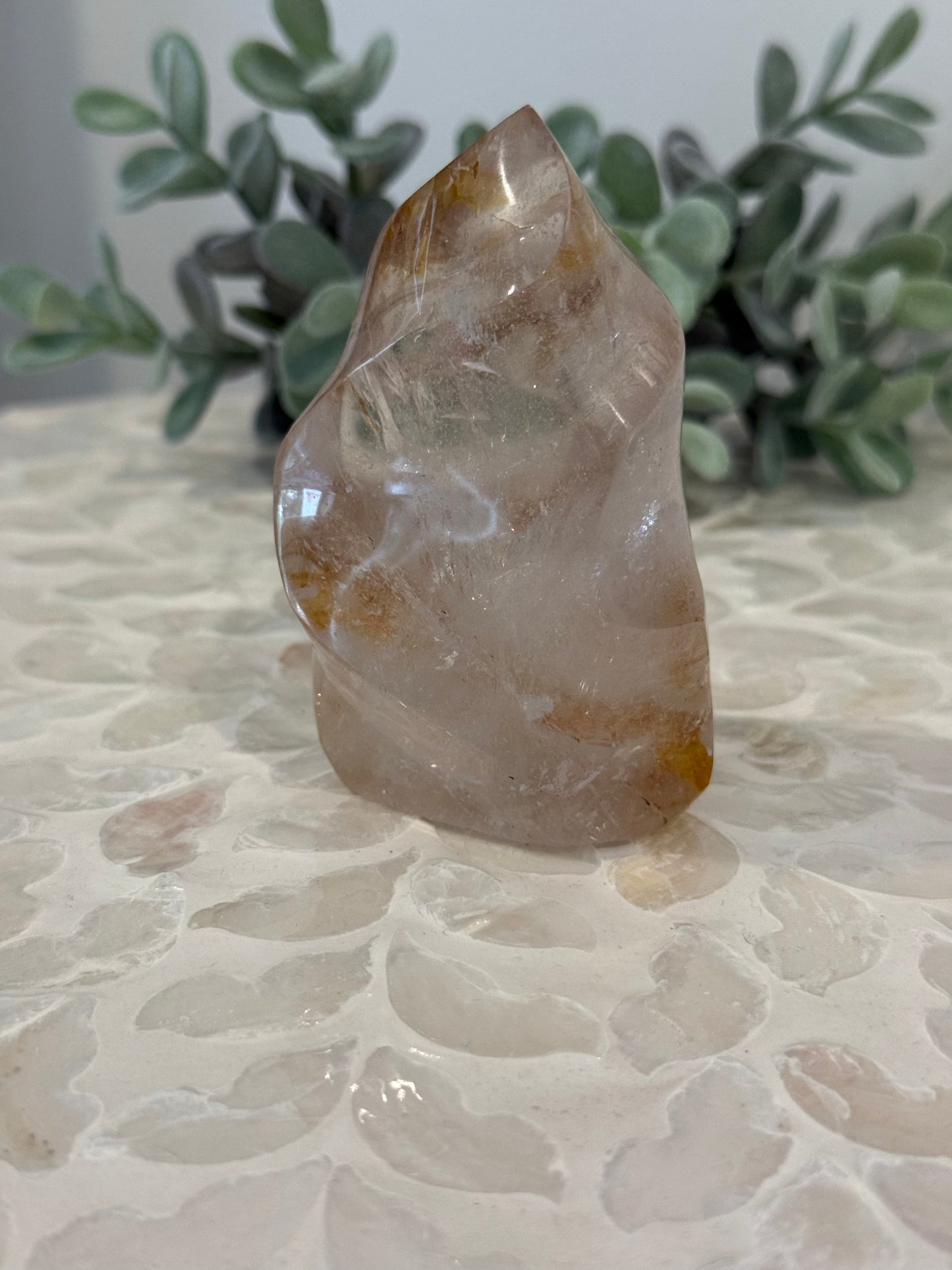 Clear Quartz Flame with Citrine