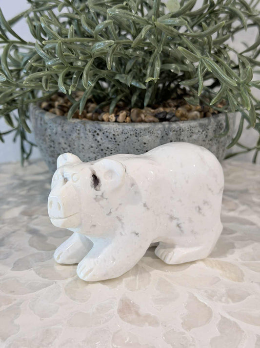 White Plume Agate Bear
