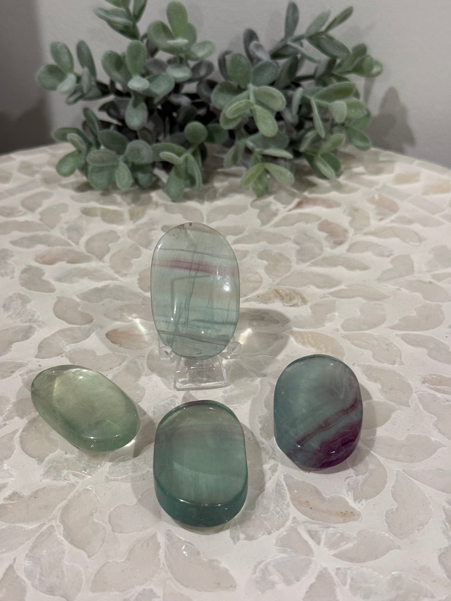 Green Fluorite Palm Stones