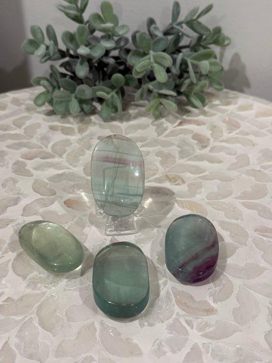 Green Fluorite Palm Stones