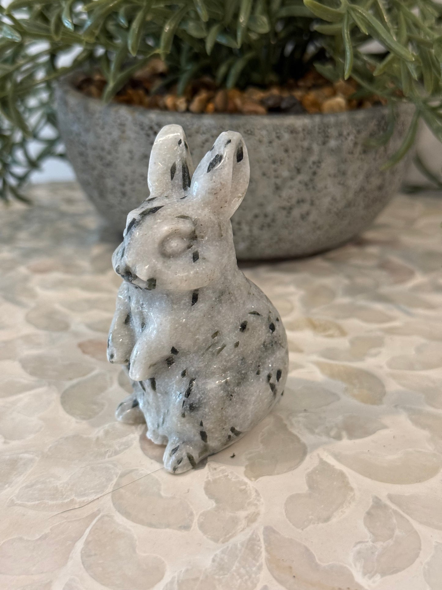 Green Tourmaline in Quartz Rabbit