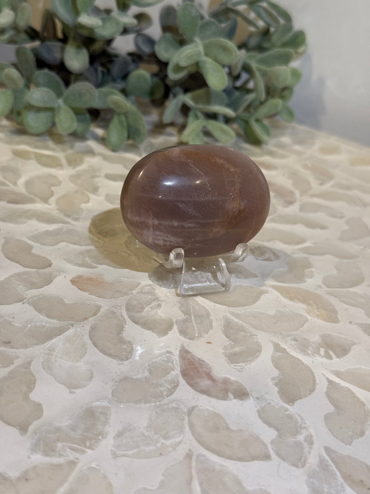 Sunstone and Peach Moonstone Palm stone