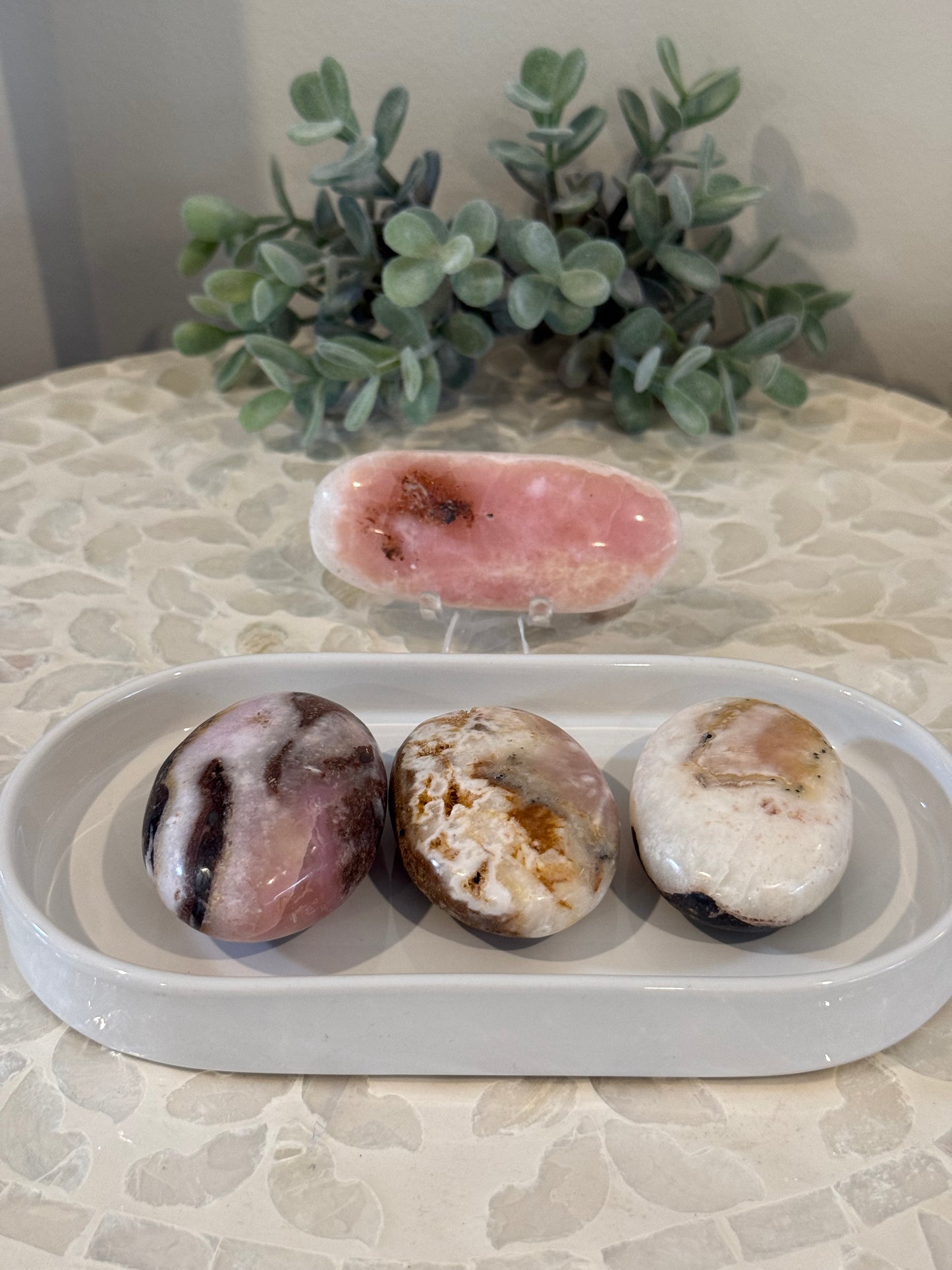 Pink Aragonite Palm Stones