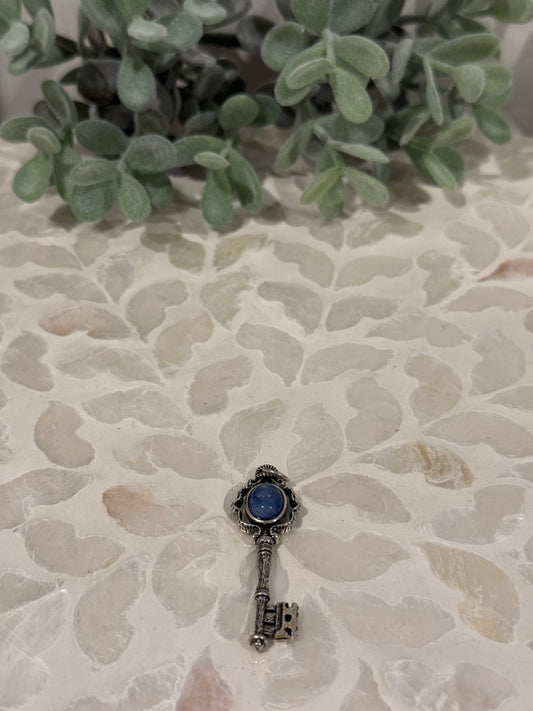 Silver-tone Kyanite Key Pendant