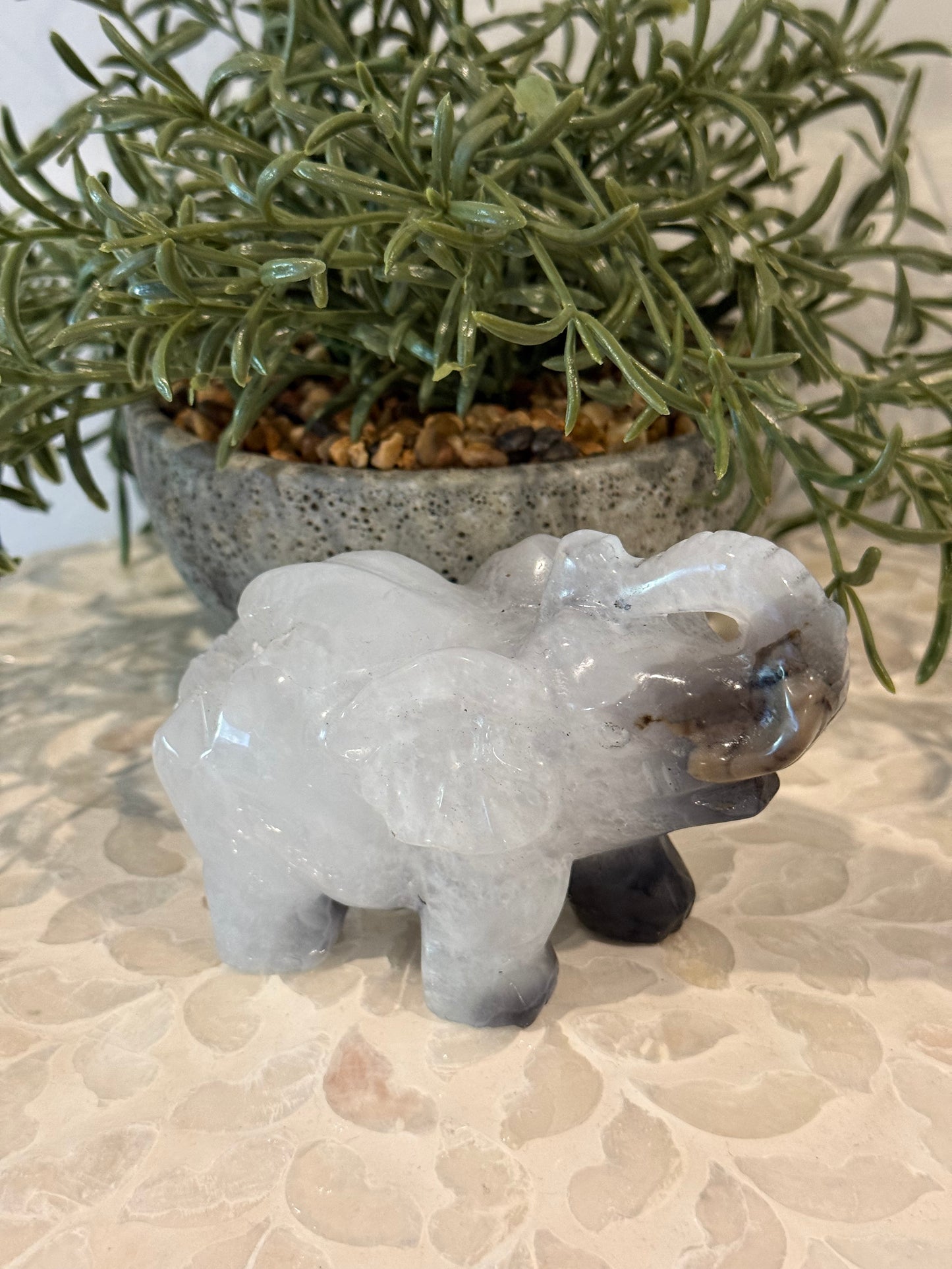 Volcano Agate with Quartz Elephant - Large - Crystal Elephant
