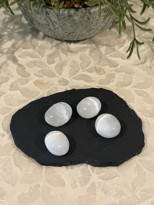 Selenite Tumbles Rough and Polished