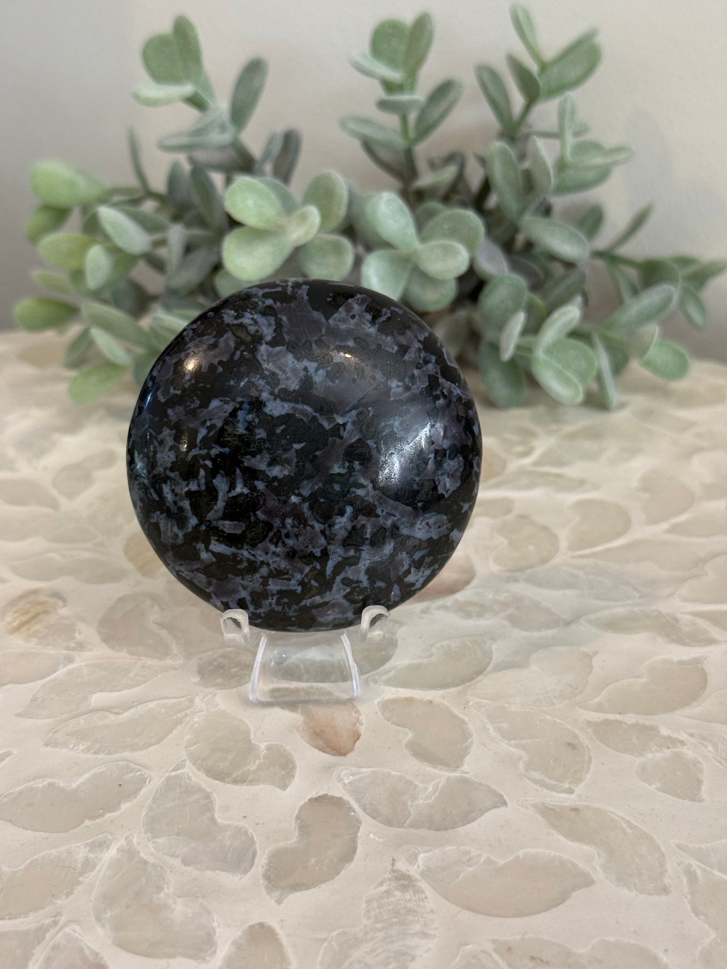 Mystic Merlinite - Indigo Gabbro Palm Stones