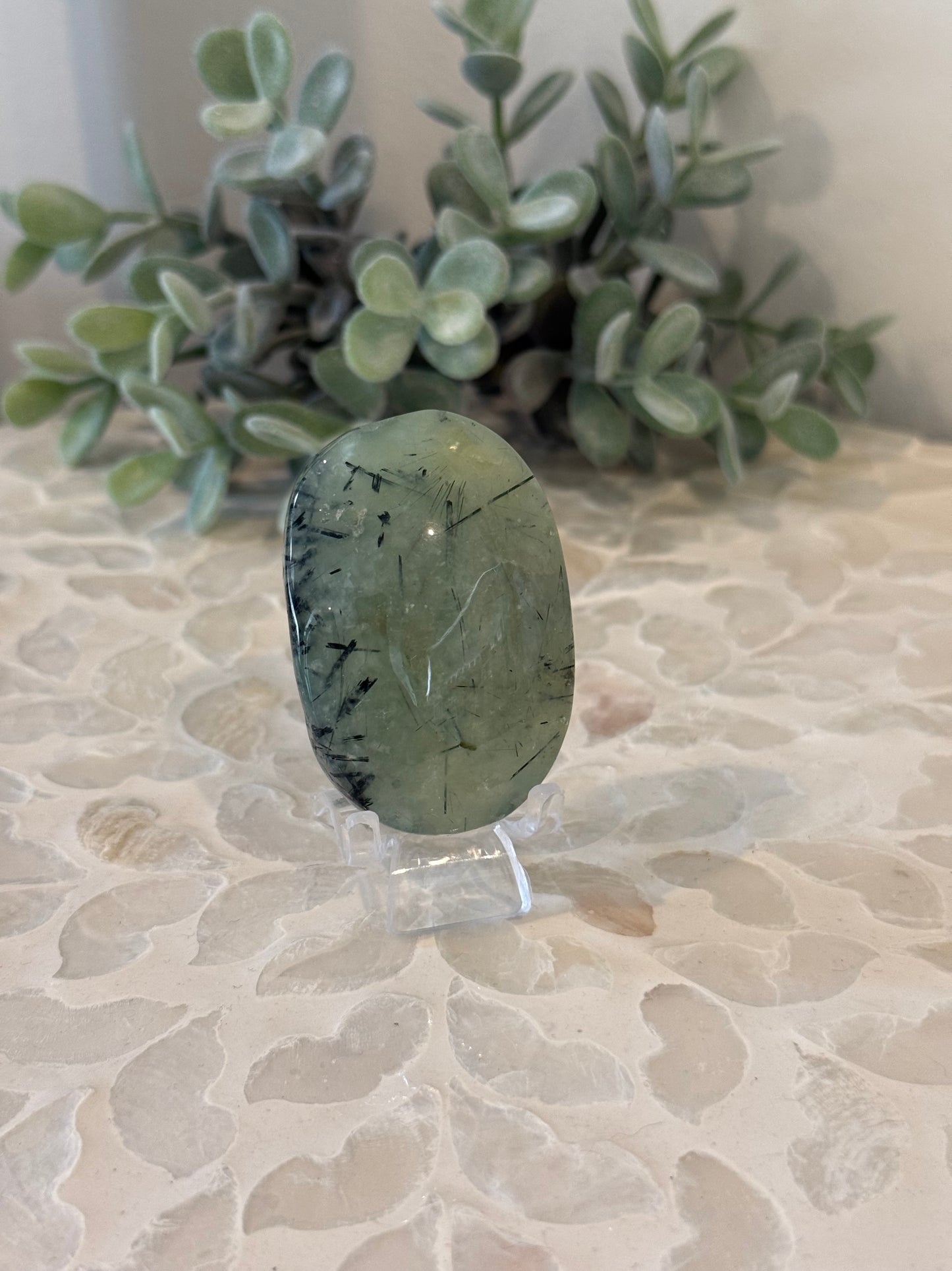 Prehnite with Epidote Palm Stones