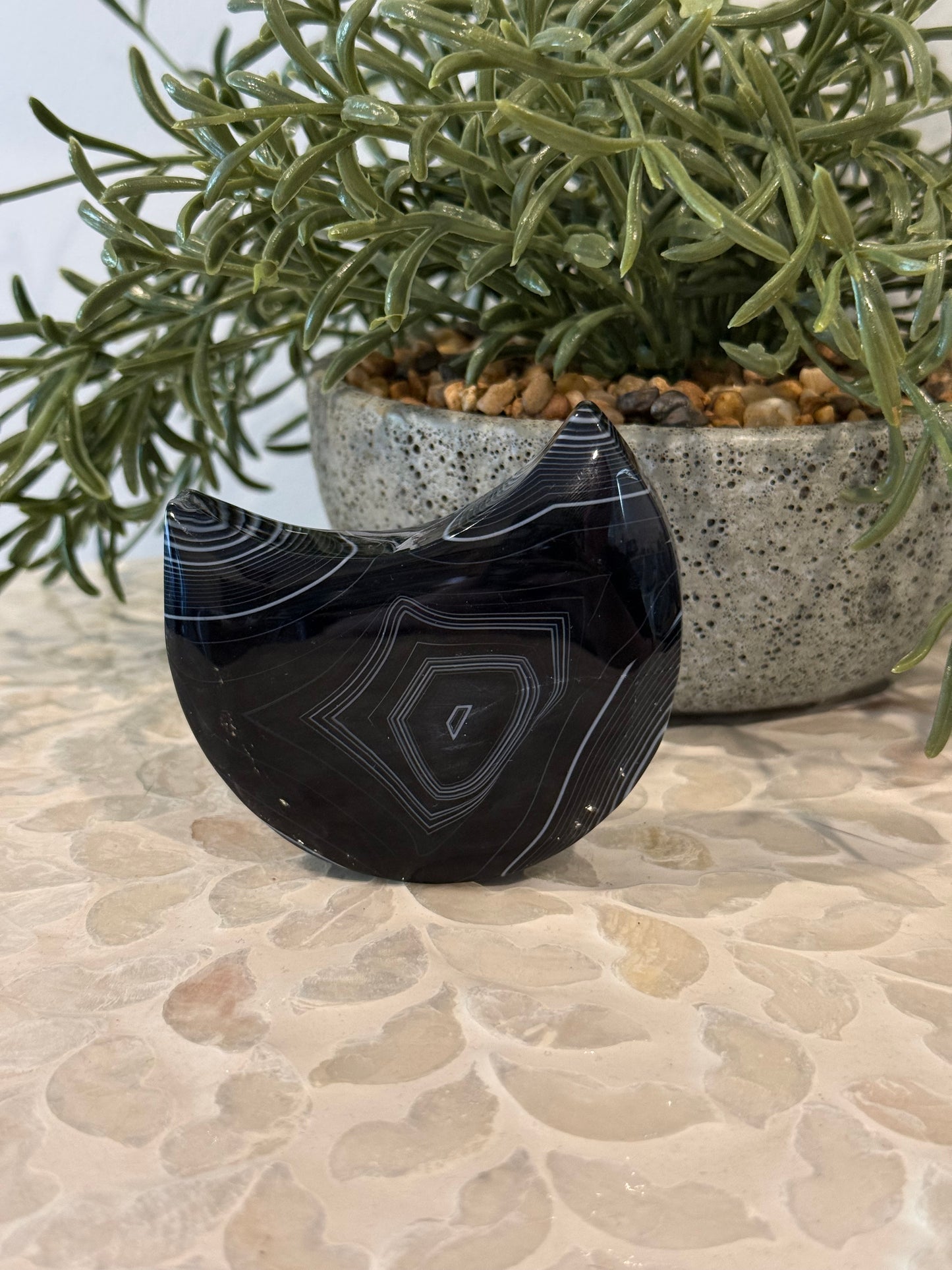 Black Agate Freestanding Moon