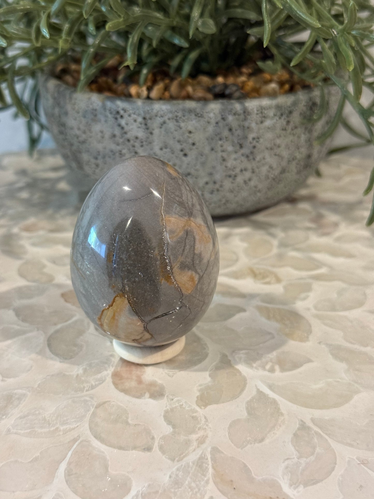 Polychrome Jasper Egg with Quartz